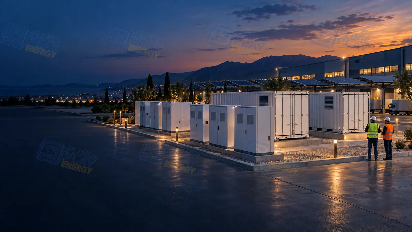 Instalación industrial de almacenamiento BESS junto a una planta fotovoltaica
