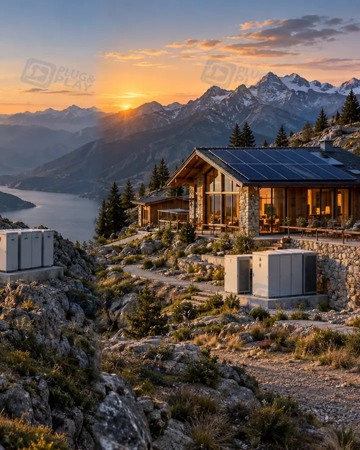 Mountain accommodation with an off-grid solar installation
