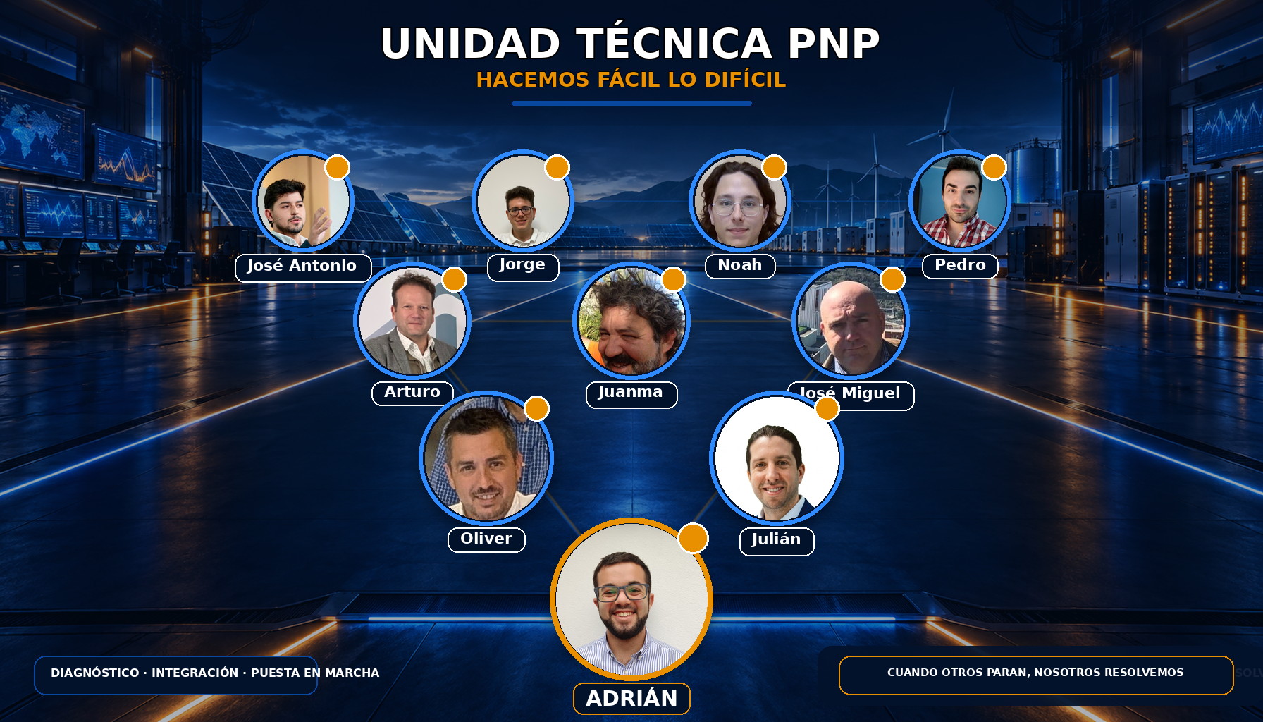 Equipo de servicio técnico de Plug and Play Energy en formación de unidad técnica