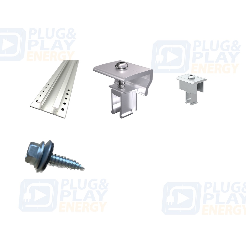 Kit Clenergy chapa Minirail tornillos incluidos 6x25 (por módulo VERTICAL/HORIZONTAL)-SOLO PARA OFERTAR