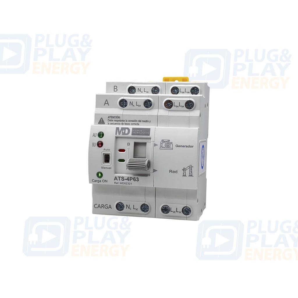 ATS1-4P125 - CONMUTADOR DE TRANSFERENCIA AUTOMÁTICA (ATS), 4P, 125A