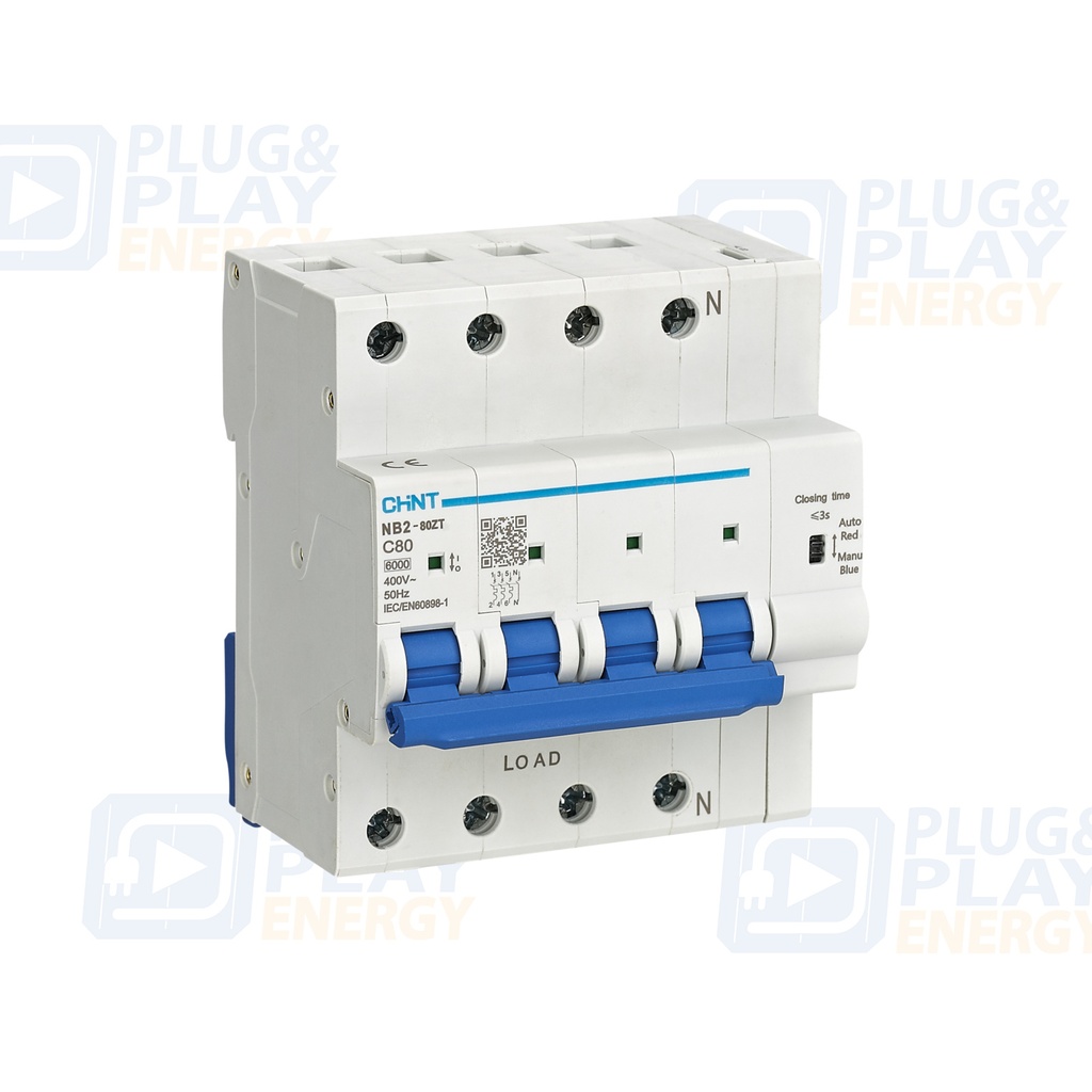 CHINT NB2-80ZT-3N-80C 448270 Int. magnetotérmico smart NB2 5UM 3N 80A curva C 6kA