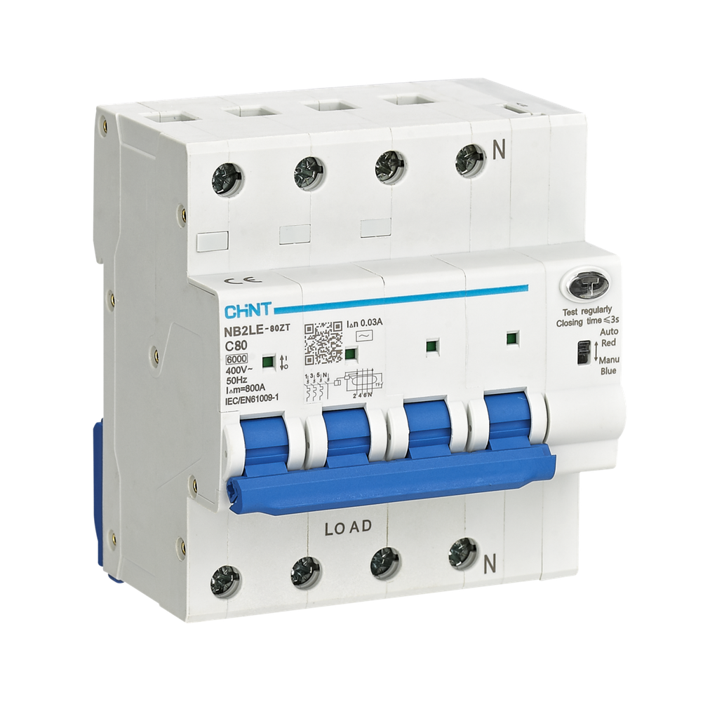 CHINT NB2LE-80ZT-3N-10C30A 448201 Int. combinado smart NB2 5UM 3N 10A curva C 30mA Clase A 6kA