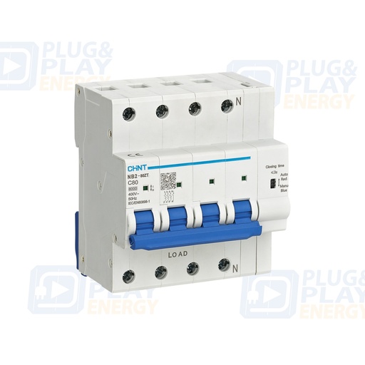 [P&P5114] CHINT NB2-80ZT-3N-32C 448265 Int. magnetotérmico smart NB2 5UM 3N 32A curva C 6kA