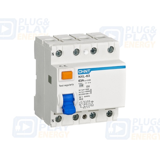 [P&P5656] CHINT NXL-63-4-40-30A 400243 Interruptor diferencial serie NXL, 4P 40A 30mA clase A