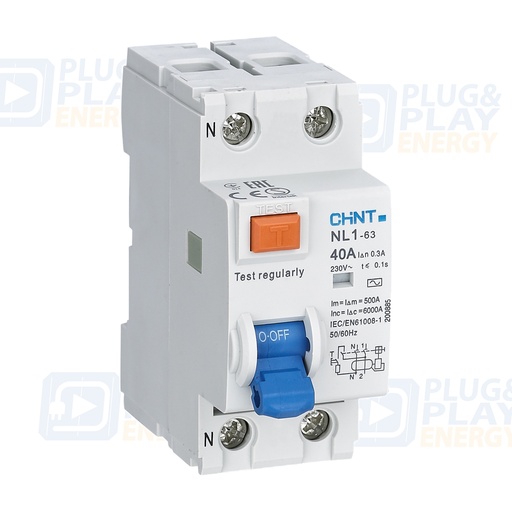[P&P5679] CHINT NL1-2-25-30ASi 200629 Interruptor  diferencial superinmunizado 2P 25A 30mA clase ASi 6kA